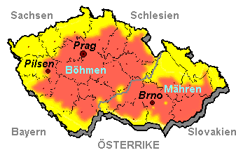Karta över Böhmen och Mähren 1919 - 38