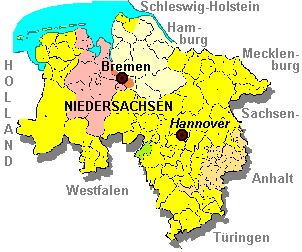 Karta över Niedersachsen